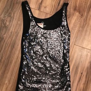 Grey tank top W/ dark grey sequins on front NWT